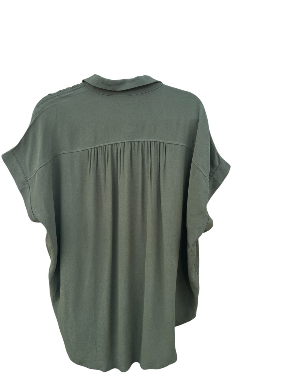 Madewell NWT Olive Green Oversized Button Front Dolman Sleeve Shirt L Clean Girl - Picture 3 of 6